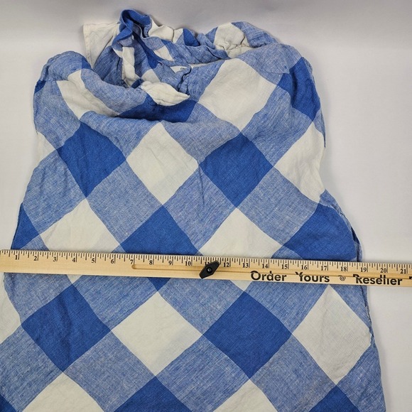 Crown & Ivy Linen Dress Women's Small Sleeveless Blue White Gingham Plaid EUC - Picture 8 of 10